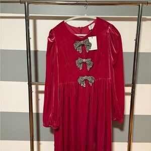 Sugarlips Fuscia Pink Dress with Glittering Bow Details